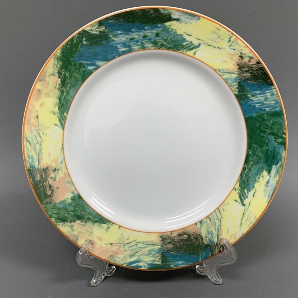 Euro Vertex Patra Thailand Dinner Plate Yellow Green Orange White 10.5 - Picture 1 of 6